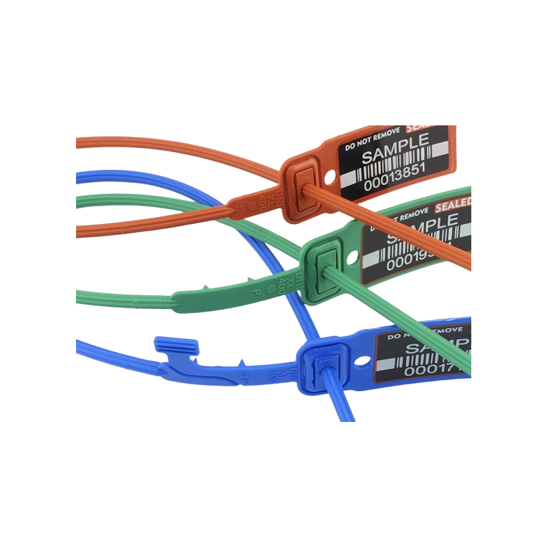 Durchziehplombe UNIVERSAL XL mit Barcode 128 und Dokumentenetiketten